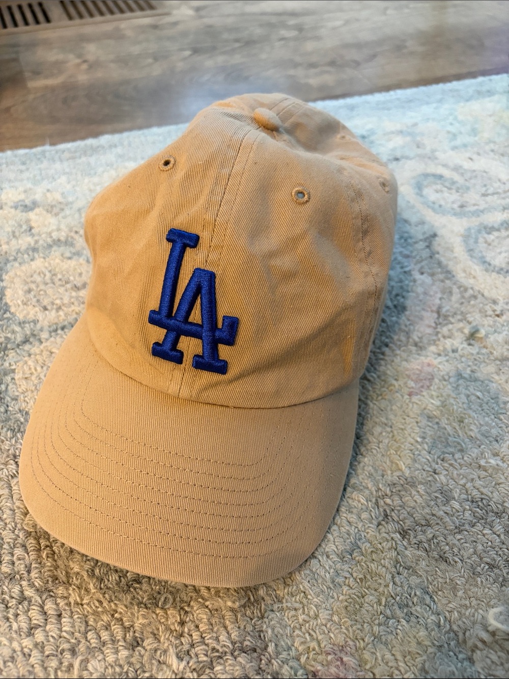 Tan Baseball Cap with Blue LA Logo